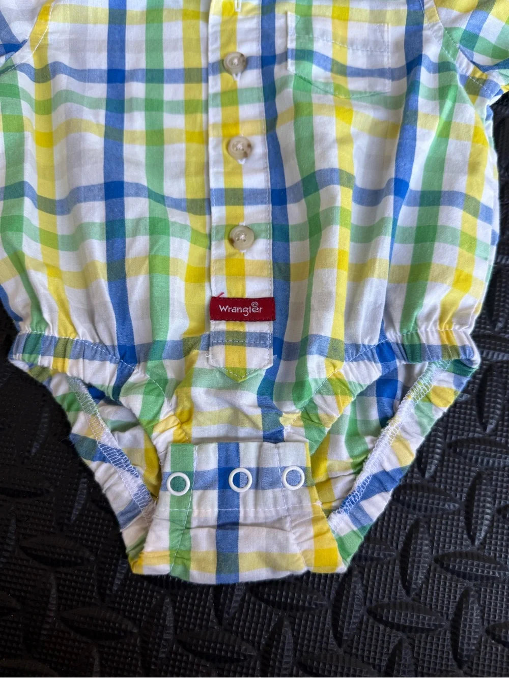 Wrangler Plaid Baby Button-Up Shirt - Yellow Blue Green White